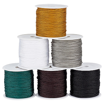 Elite 6 Rolls 6 Colors 23M Polyester Braided Thread, Chinese Knot Cord, with Spool, Mixed Color, 1mm, about 25.15 Yards(23m)/Set, 1 roll/color