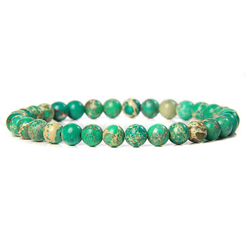 Natural Imperial Jasper Round Beaded Stretch Bracelet, 