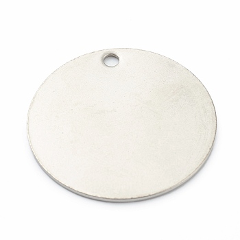 304 Stainless Steel Pendants, Stamping Blank Tag, Flat Round, Stainless Steel Color, 25x1mm, Hole: 1.5mm