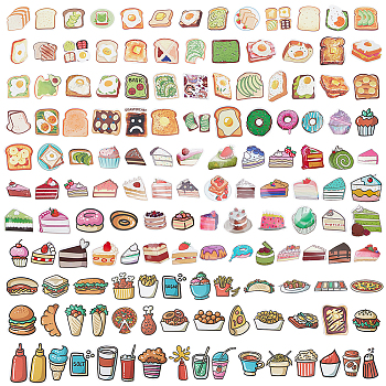 Elite Food Theme Waterproof PVC Self-Adhesive Stickers, for Suitcase, Skateboard, Refrigerator, Helmet, Mobile Phone Shell, Bread & Hot Dog & Ice Cream & Cake, Mixed Patterns, 30~85mm, 3 bags/box