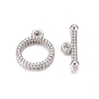 Tibetan Style Toggle Clasps, Lead Free & Cadmium Free & Nickel Free, Antique Silver, Ring: 13x16mm, Bar :6x18mm, Hole: 2mm.