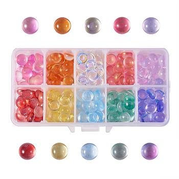 Czech Glass Cabochons, Half Round/Dome, Mixed Color, 10x5.5mm, 10 colors, 20pcs/color, 200pcs/box