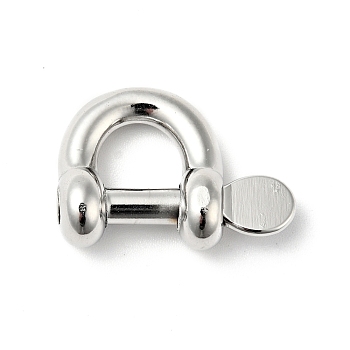 304 Stainless Steel D-Ring Anchor Shackle Clasps, Stainless Steel Color, 16x22.5x7mm