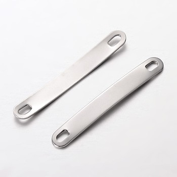 304 Stainless Steel Links connectors, Rectangle, Stainless Steel Color, 49x6x1mm, Hole: 2.5x4.5mm