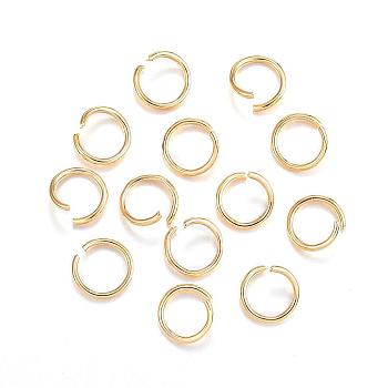 304 Stainless Steel Jump Rings, Open Jump Rings, Real 24k Gold Plated, 18 Gauge, 8x1mm
