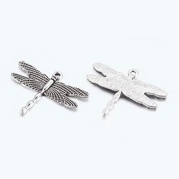 Alloy Pendants, Lead Free and Cadmium Free, Antique Silver, Dragonfly, 28x35.5x2mm, Hole: 1.5mm