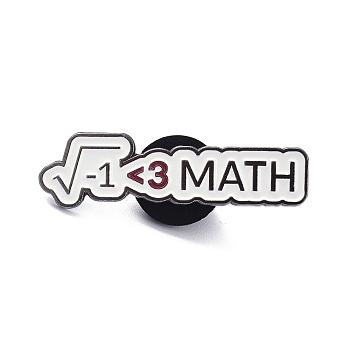 Alloy Enamel Mathematical Formula Brooch, Enamel Pin, for Teachers Students, Rectangle with Math, White, 8x32x11mm