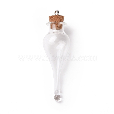 Teardrop Glass Cork Bottle Big Pendants(AJEW-A041-01A)-2
