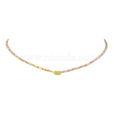 Natural Mixed Gemstone & Glass Seed Beaded Necklace(NJEW-JN04426)-6
