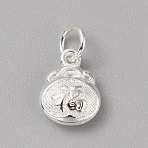 Brass Charms, with Jump Ring, Silver, Oval, 13x10x4.5mm, Hole: 4mm(FIND-WH0159-63S-02)