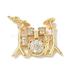 Brass Micro Pave Clear Cubic Zirconia Pendants, Musical Instrument Charms, Cadmium Free & Lead Free, Rack Plating, Long-Lasting Plated, Real 18K Gold Plated, 16x21x5.5mm, Hole: 3.5mm(KK-D289-01G-02)