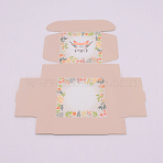 Flower Pattern Paper Gift Boxes, Folding Boxes, for Jewelry Square, Pink, 7.5x7.5x3cm(CON-WH0182-01A)