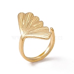 Ion Plating(IP) 304 Stainless Steel Shell Shape Cuff Ring for Women, Real 18K Gold Plated, US Size 6 1/4(16.7mm)(RJEW-C045-25G)