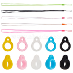 5 Strands 5 Colors Rubber Lanyard Straps, with Plastic Findings, with 20Pcs 5 Colors Ring Silicone Pendant, Mixed Color, 15.3 inch(AJEW-GF0006-02)