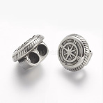 304 Stainless Steel Multi-strand Links, For Leather Cord Bracelets Making, Compass, Antique Silver, 16x11mm, Hole: 5mm(STAS-A032-162AS)