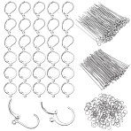DIY Jewelry Making Findings Kits, including 304 Stainless Steel Leverback Earring Findings & Pin & Open Jump Ring, Stainless Steel Color, 4x0.5mm, Inner Diameter: 3mm(DIY-ME0002-10)