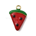 304 Stainless Steel Enamel Pendants, Fruit Charms, Ion Plating(IP), Real 18K Gold Plated, Watermelon, 15x10x3.5mm, Hole: 1.6mm(STAS-I355-13G-01)