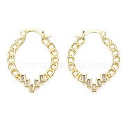 Clear Cubic Zirconia Teardrop Hoop Earring, Brass Curb Chain Shape Earrings for Women, Nickel Free, Real 18K Gold Plated, 32x24.5x2mm, Pin: 1.5mm(EJEW-N011-56-01LG)
