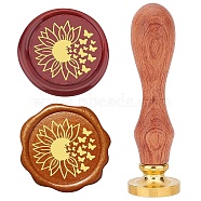 Brass Wax Seal Stamps with Rosewood Handle, for DIY Scrapbooking, Flower, 25mm(AJEW-WH0412-0069)
