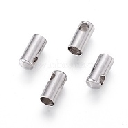 304 Stainless Steel Cord Ends, End Caps, Column, Stainless Steel Color, 9x4mm, Hole: 2mm, Inner Diameter: 3.5mm(STAS-F232-01F-P)
