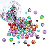 Spray Painted Crackle Glass Beads Strands, Round, Two Tone, Mixed Color, 6~10mm, Hole: 1.3~1.6mm, 400pcs/set(CCG-NB0001-02)