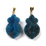 Natural Apatite Pendants, with Golden Brass Findings, Carrot, 29~30x17x6mm, Hole: 5mm(G-A203-02A-G)