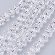 Faceted(32 Facets) Glass Round Beads Strands, Clear, 8mm, Hole: 1mm, about 70~72pcs/strand, 22.6 inch(X-EGLA-J042-8mm-12)