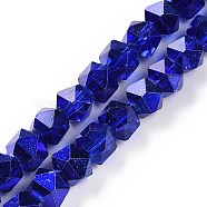 Transparent Glass Beads Strands, Polygon, Medium Blue, 7mm, Hole: 1.2mm, about 68pcs/strand, 19.29''~19.69''(49~50cm)(GLAA-P003-B02)