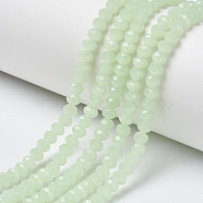 Glass Beads Strands, Imitation Jade, Faceted, Rondelle, Pale Green, 8x6mm, Hole: 1mm, about 68~70pcs/strand, 16 inch(40cm)(X-EGLA-A034-J8mm-D01)