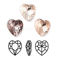K9 Glass Rhinestone Cabochons, Point Back & Back Plated, Faceted, Heart, Mixed Color, 8x8x4.50mm(RGLA-M016-H02-D)