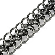 Rack Plating Aluminium Chain, Gunmetal, 39x16.2x4.2mm, about 6.56 Feet(2m)/Roll(CHA-H002-04B)