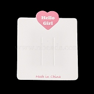 Cardboard Hair Clip Display Cards, Rectangle with Heart, White, 7.6x6.4x0.04cm(CDIS-A006-01)