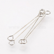Brass Links connectors, Double Sided Eye Pins, Platinum, 20x2x0.4mm, Hole: 1mm(X-KK-G311-06P)