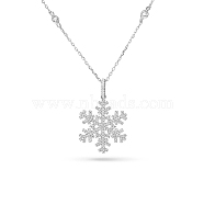 TINYSAND Christmas 925 Sterling Silver Cubic Zirconia Snowflake Pendant Necklace, Christmas, with Cable Chain, Silver, 19 inch(TS-N007-S-19)