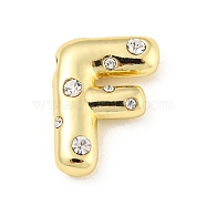 Brass Micro Pave Clear Cubic Zirconia Pendants, Long-Lasting Plated, Cadmium Free & Lead Free, Real 18K Gold Plated, Letter A~Z, Letter F, 18~19x11~21x5mm, Hole: 2.8~3x1.8~2mm(KK-E093-04G-F)