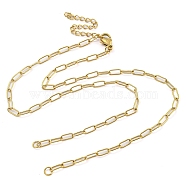 304 Stainless Steel Paperclip Chains Necklace Makings, with Lobster Claw Clasps and End Chains, Golden, 15.43 inch(39.2cm), Hole: 2.1mm(X-AJEW-P119-05G)