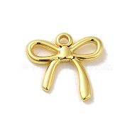 304 Stainless Steel Pendants, Bowknot Charm, Real 18K Gold Plated, 18.5x20.5x3mm, Hole: 2mm(STAS-Q322-28G-04)