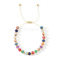 Natural Mixed Stone Rondelle Braided Bracelets for Women, Mixed Color, 11 inch(28cm)(FG7638)