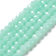 Baking Painted Imitation Jade Glass Bead Strands, Faceted Rondelle, Pale Turquoise, 8x6mm, Hole: 1mm, about 65~68pcs/strand, 15.75''(40~41cm)(DGLA-A034-J8MM-A22)