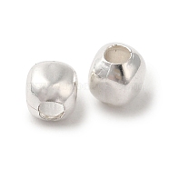 Brass Beads, Lead Free & Cadmium Free, Square, 925 Sterling Silver Plated, 3x2.5x3mm, Hole: 1.2mm(KK-K383-08A-S)