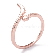 Brass Cuff Rings, Open Rings, Wing & Heart, Rose Gold, US Size 4, Inner Diameter: 14.9mm(RJEW-P020-03RG)