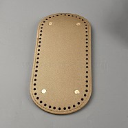 Oval PU Leather Knitting Crochet Bags Nail Bottom Shaper Pad, with Iron Nail, for Bag Bottom Accessories, Goldenrod, 25.5x12x0.85cm, Hole: 5mm(PURS-WH0001-63A)