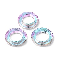 Electroplate Glass Linking Rings, Crystal Cosmic Ring, Prism Ring, Faceted, Back Plated, Round Ring, Violet, 30x6.5mm, Inner Diameter: 17mm(GLAA-A008-04C-07)