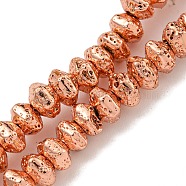 Electroplated Natural Lava Rock Beads Strands, Hexagon, Rose Gold Plated, 6.5x5.5x4mm, Hole: 1mm, about 106pcs/strand, 15.75''(40cm)(G-I360-G02-03)