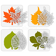 4Pcs 4 Styles Plant Theme PET Hollow Out Drawing Painting Stencils, for DIY Scrapbook, Photo Album, Leaf, 150x150mm, 1pc/style(DIY-WH0394-0148)