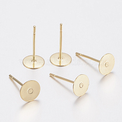 304 Stainless Steel Stud Earring Findings, Flat Round, Golden, 8x0.3mm, Pin: 0.7mm(X-STAS-H436-24-8mm)