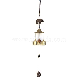 Alloy Wind Chime, for Home Garden Hanging Decorations, Elephant, 400mm(PW-WG1B79F-03)