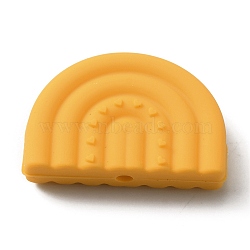 Food Grade Eco-Friendly Silicone Beads, Arch, Orange, 21x32x8.5mm, Hole: 3mm(SIL-WH0033-45D)