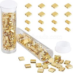 226Pcs 2 Style Glass Seed Beads, 2-Hole, Rectangle, Golden Plated, 4.5~5.5x2~5.5x2~5.5mm, Hole: 0.5~0.8mm(SEED-NB0001-56)