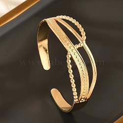 304 Stainless Steel Cuff Bangles for Women, Real 18K Gold Plated, Infinity, 3/4 inch(1.8cm), Inner Diameter: 2-1/8 inch(5.35cm)(BJEW-B120-07G-02)